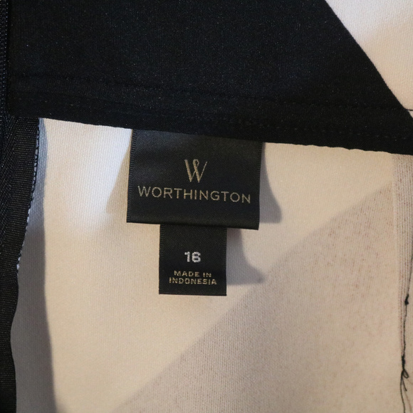 Worthington Color Block Skirt Faux Leather Band 16 - Picture 2 of 3